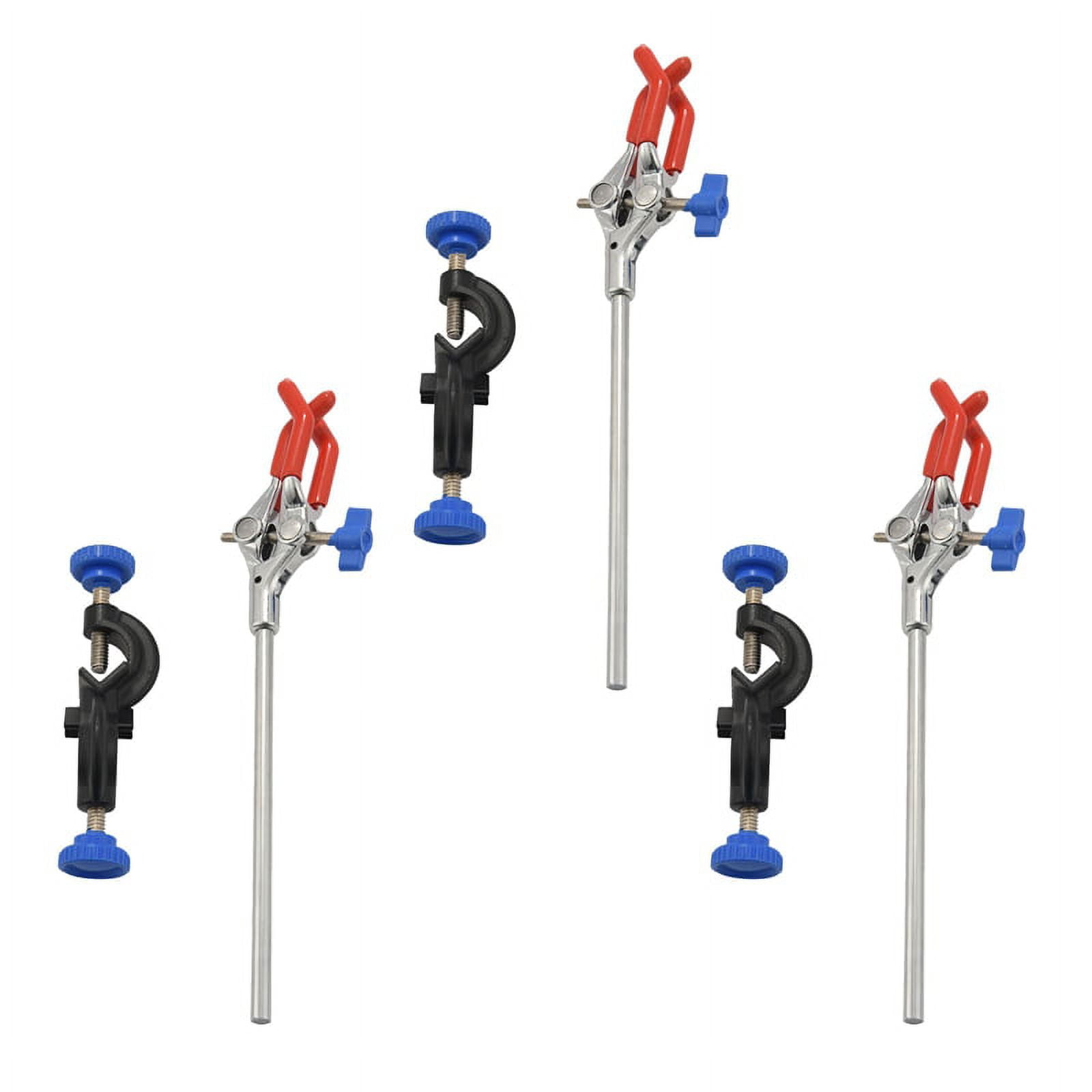 3X Lab Clamp 3 Finger Style Rubber-Coated Head A Black Laboratory Stand Clip,3 x 3 finger lab clamp 3 x black lab stand clip,Red & black
