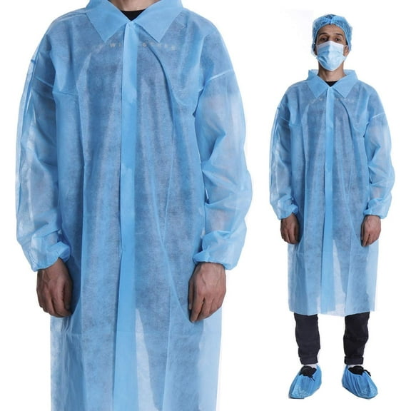 3X Lab Coat - Light Blue, No pocket, Velcro close collar, Elastic wrist - Case of 50