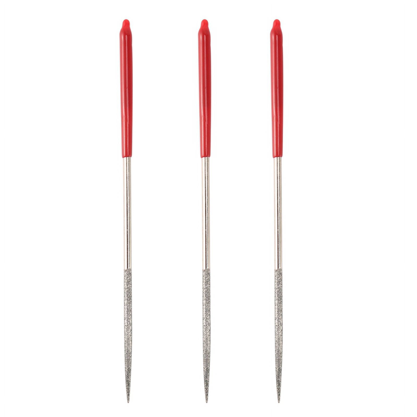 3X Lapidary Round Rat Tail Diamond Files 3mm x 140mm Silver Tone Red ...