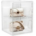 thumbnail image 1 of 3X-Large 4 Tiers 17.7"X13"X13" Acrylic Display Case with 3 Division Boards, Clear Organizer Box Plastic Holder with Magnetic Door for Handbags, Purses, Boots, Figures, Book, 1 of 7