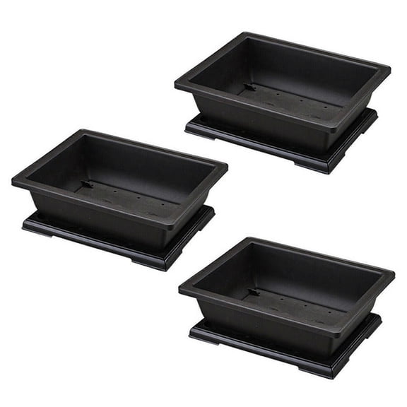 3X Large Flower Pot Rectangle Bonsai Nursery Planter Balcony Container 29X21X10.5cm