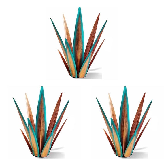 3X Large Tequila Rustic Sculpture, Rustic Metal Agave Plants for Outdoor Patio Yard, Home Decor Hand Painted 55cm