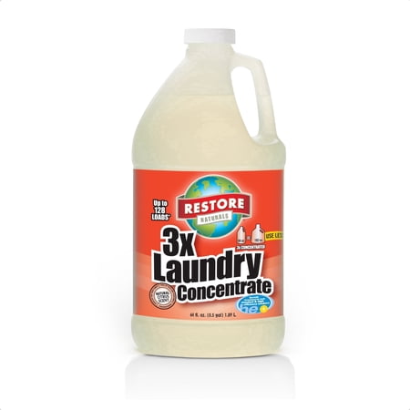 Restore Naturals Laundry Detergent Liquid - 64 oz. of 3X Concentrate - Clean Laundry Detergent | Baby Detergent Sensitive Skin - Plant Based | Biodegradable - 1 Bottle