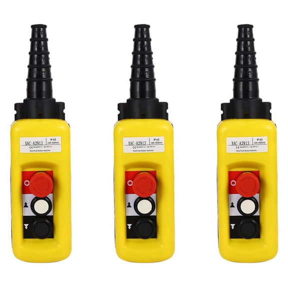 3X Lift Control Pendant -A2913 Waterproof Handheld Pushbutton Switch with Electric Hoist Handle, 2 Buttons