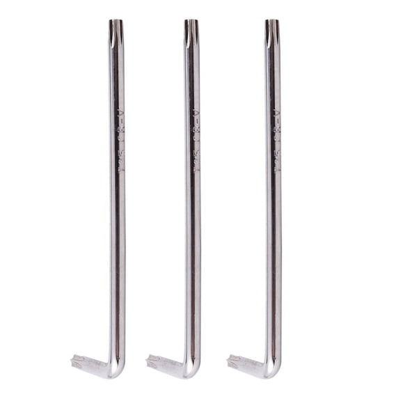3X Long Arm Tamper Proof Torx Star Key Wrench Silver, T25 100mm