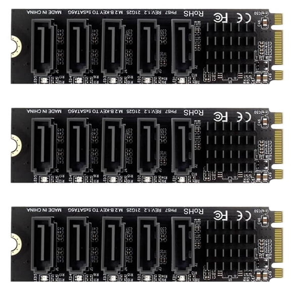 3X M.2 NGFF B-Key  Change 5 Port Expansion Card 6Gbps Expansion Card JM575 Chipset