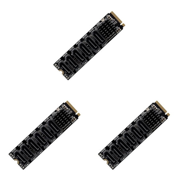 3X M.2 NVME PCI-E PCIE X4 X8 X16 to 6 Port 3.0 SATA Adapter Card Riser ASM1166 Chassis Server PC Computer Expansion Card