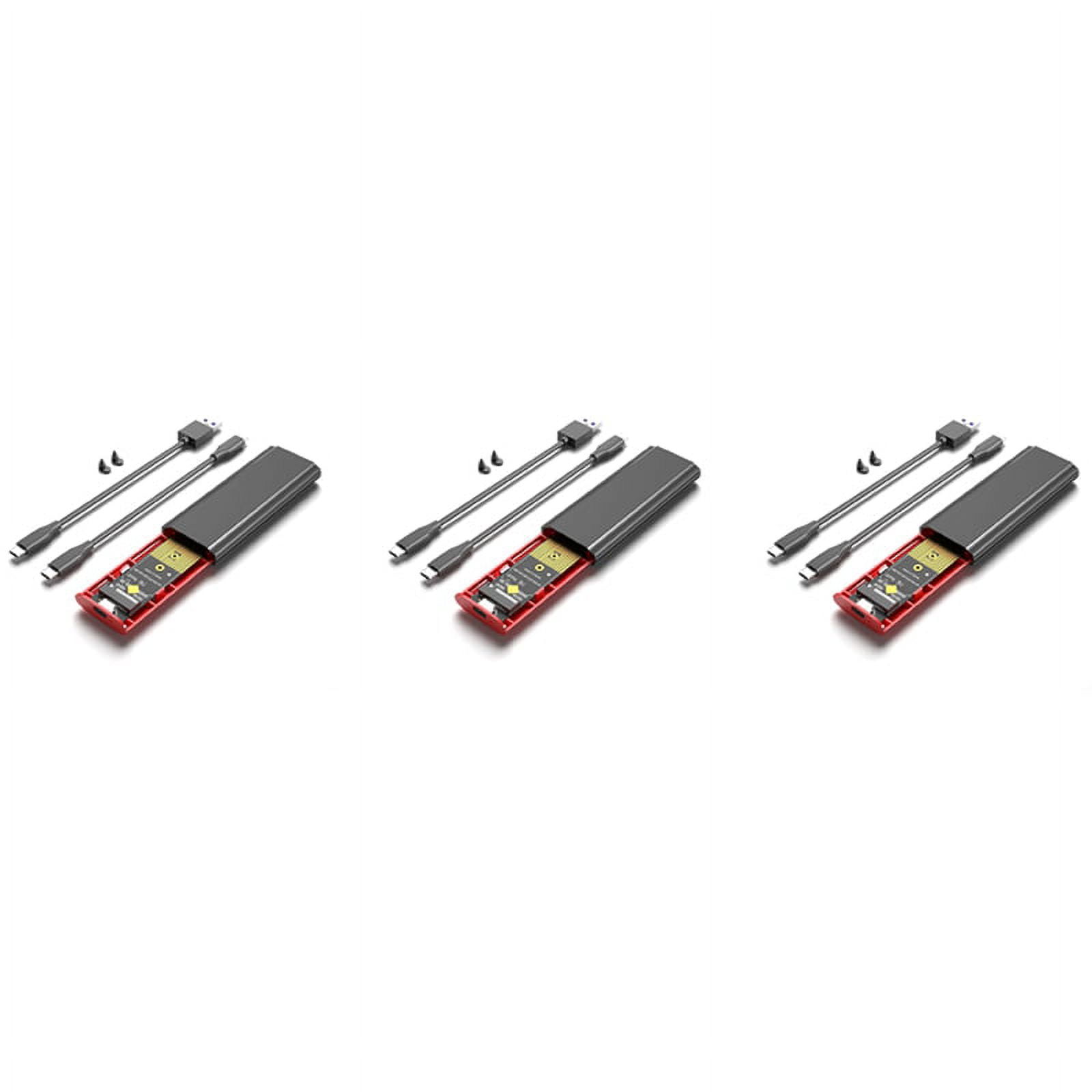3X M2 SSD NVME Enclosure M.2 to USB 3.1 SSD Box Case for M.2 PCIe NVMe M Key 2230/2242/2260/2280 Tool Free Adapter,Black