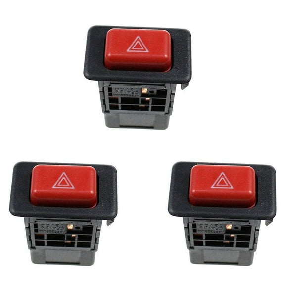 3X MB652291 Hazard Warning Lights Switch Push Button for MK2 1991-1995 1996 1997 1998 1999,3 x Warning Hazard Switch,black & red