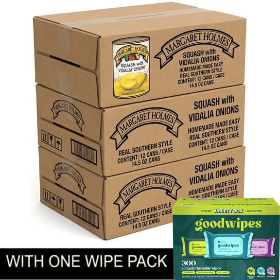 3X Margaret Holmes Squash With Vidalia Onions, 14.5 oz., Can & Wipe Pack