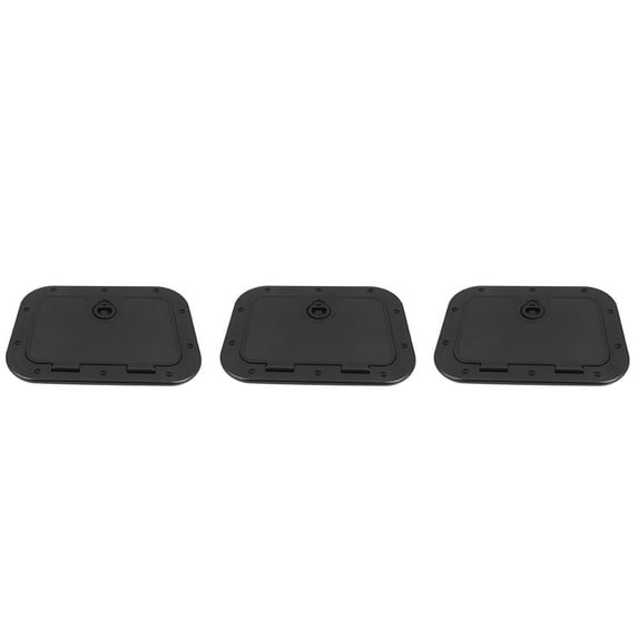 3X Marine Deck Plate Access Cover Pull Out Inspection Hatch with Latch for Boat Kayak Canoe, 380 x 280mm -Black,3 x Marine Deck Plate Cover,Black