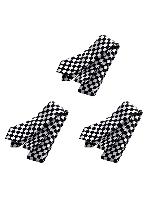 3X Mens Black White Checkered Necktie Neck Tie
