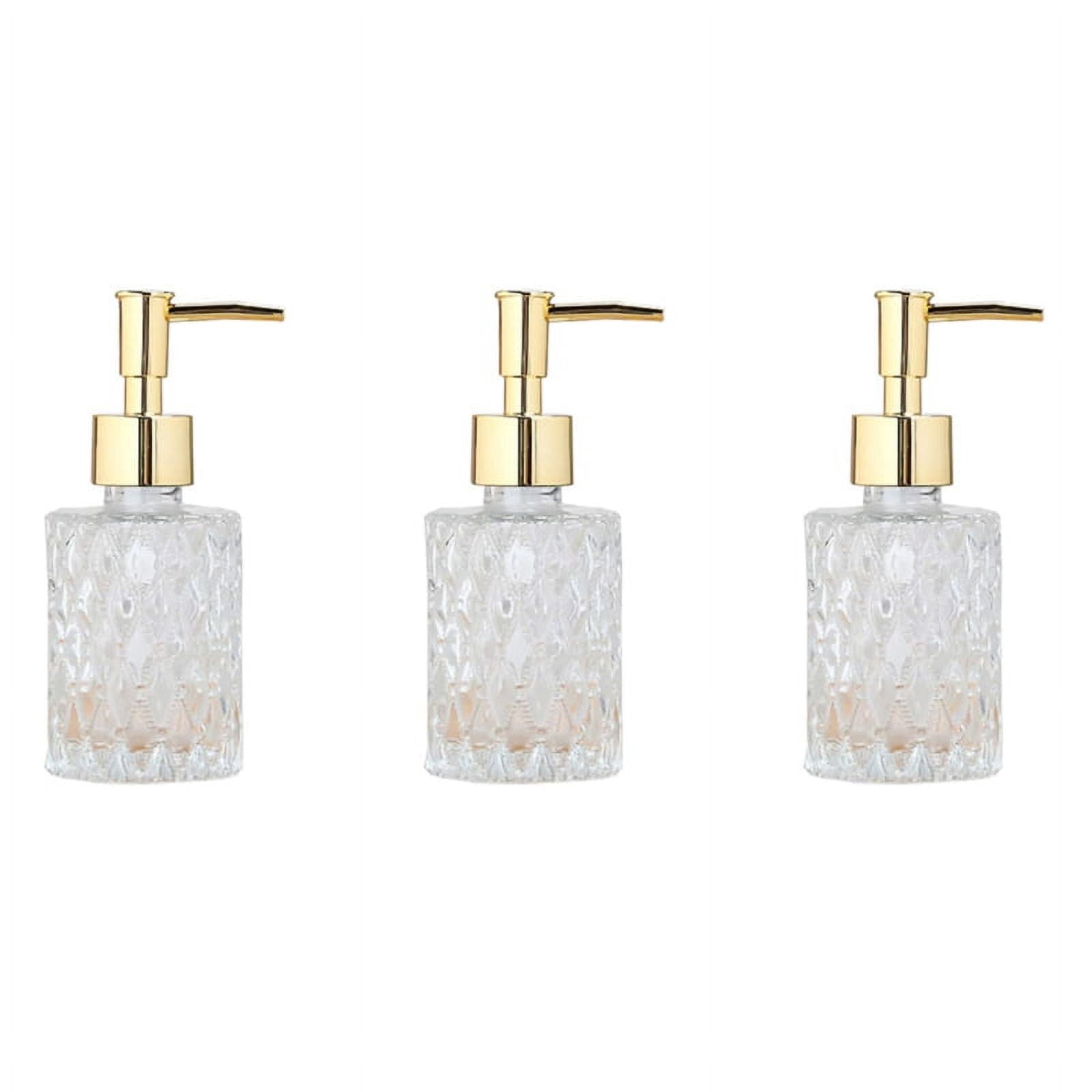 3X Mesa Soap Dispenser Easy to Clean Glass Soap Pump Dispenser Perfect for Kitchen and Bathroom (Gold)