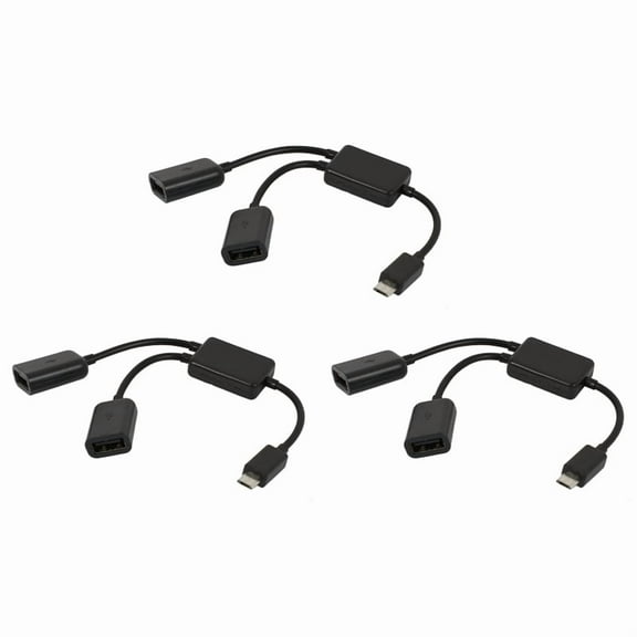 3X Micro-USB Host Cable,Micro-USB Male to 2X Type A Dual USB Female OTG Adapter Converter Hub for Android Tablet Pc