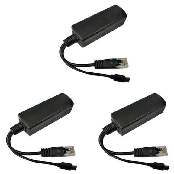 3X Micro-USB POE Splitter 48V to 5V2A/3A Mini USB Power Supply National Standard with Smart Phone Charging,3 x POE Splitter,Black