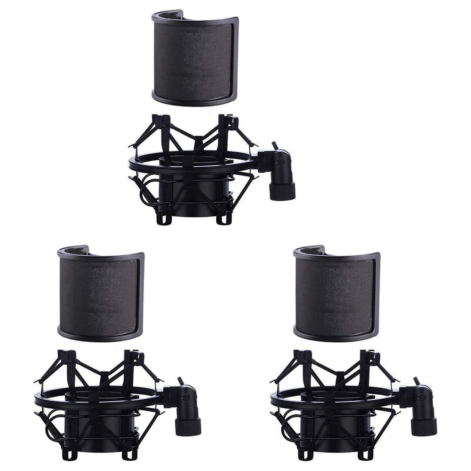 3X Microphone Shock Mount with Microphone Filter Windscreen Suspension Shock Mount Holder Clip