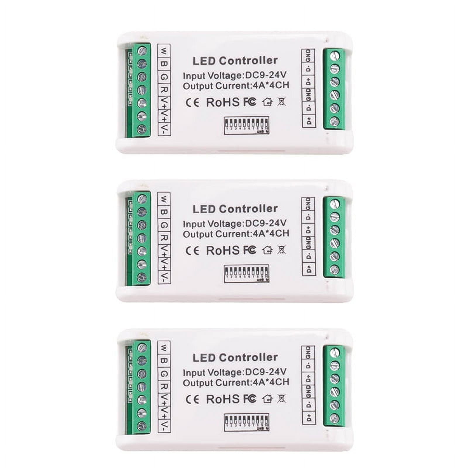 3X Mini 4 Channel RGBW Decoder 16A RGB RGBW Strip Controller 512 Dimmer ...