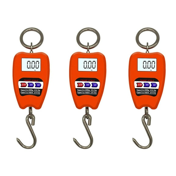 3X Mini Crane Scale Weighing Digital Industrial Hanging Scale 200Kg/441Lb Heavy Duty Hanging Hook Scales Orange