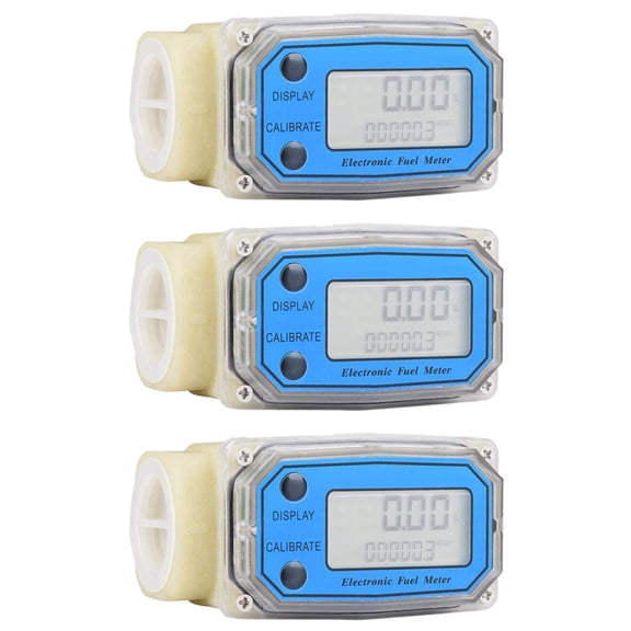 3X Mini Digital Turbine Flow Meter Fuel Flow Meter Turbine Flowmeter for Chemicals Water Sea Liquid Flowmeter,3 x crude oil Fuel Flow Meter,blue & white
