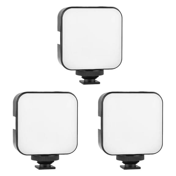 3X Mini LED Video Light Photography 2W Dimmable 6500K Fill Panel Lamp for Camera Smartphone Laptop