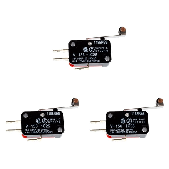 3X Mini Limit Switch Long Hinge Roller Lever Arm SPDT Snap Action LOT - Red and Black,3 x Mini Switch,