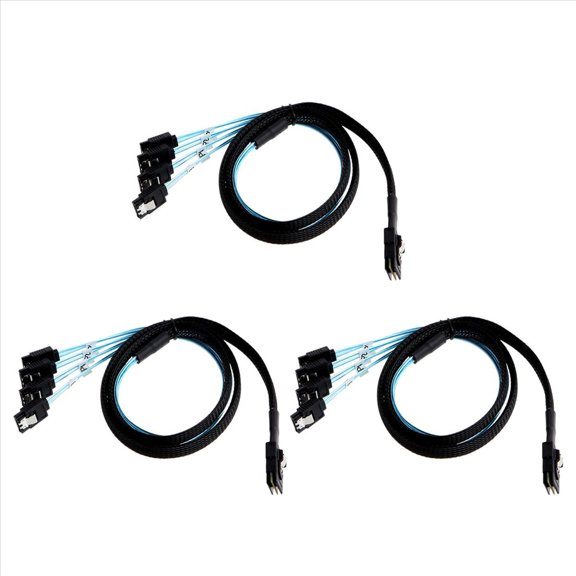 3X Mini SAS 36Pin (SFF-8087) Male to 4 7Pin Female Cable, Mini SAS Host/Controller to 4 Target/Backplane 1.0M