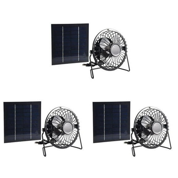 3X Mini Solar Panel Powered Ventilator Fan Portable 5W 4 Inch Greenhouse Solar Exhaust Fan for Office Outdoor