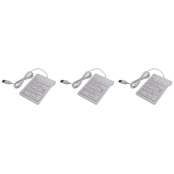3X Mini USB Wired Numeric Keypad Numpad 18 Keys Digital Keyboard for Accounting Teller Laptop Android (White)