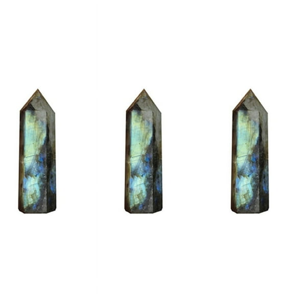 3X Moonstone Crystal Column Natural Labradorite Quartz Obelisk Crystal Column Wand Point Healing Stone Home Decor 7-8cm,3 x Moonstone Crystal Column,Random Color