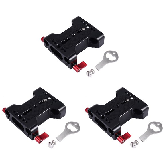 3X Multifunction Camera Base Plate with 15mm Rod Rail Clamp for Dslr Camera Shoulder Rig Support Accessories
