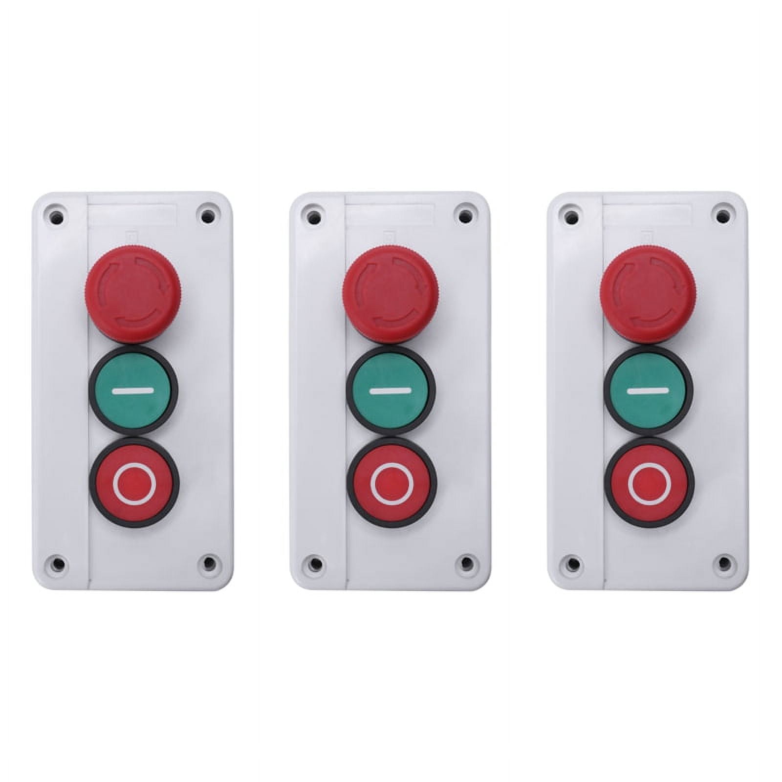 3X NC Emergency Stop NO Red Green Momentary Push Button Switch Station ...