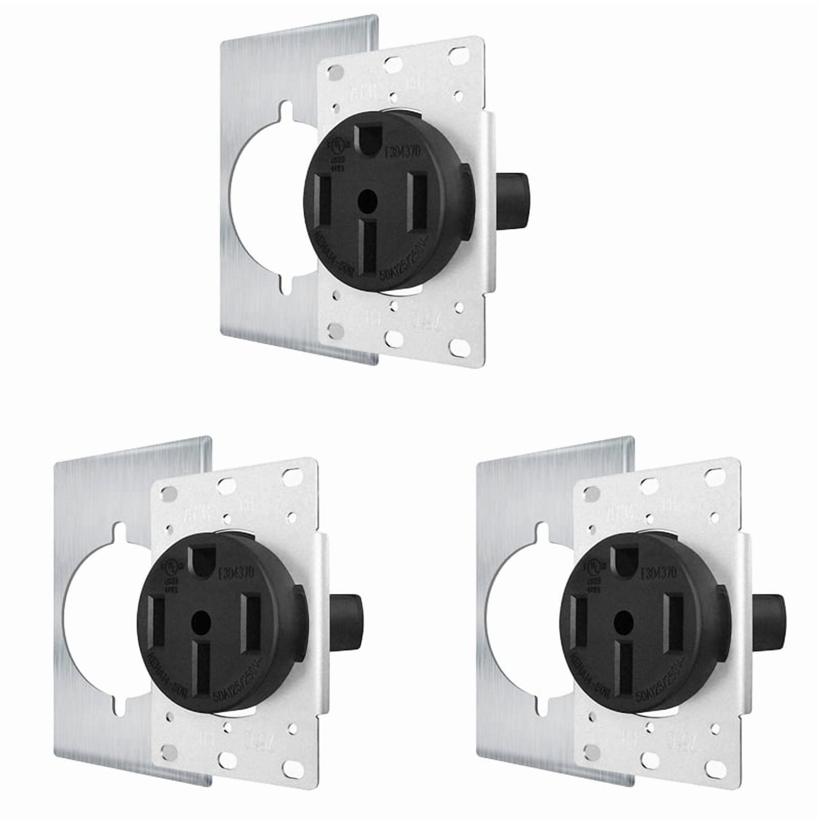 3X NEMA14-50 Outlet By Industrial Grade for Even ,No Overheating or Melting, EV Charging 50Amp 125/250V Receptacle