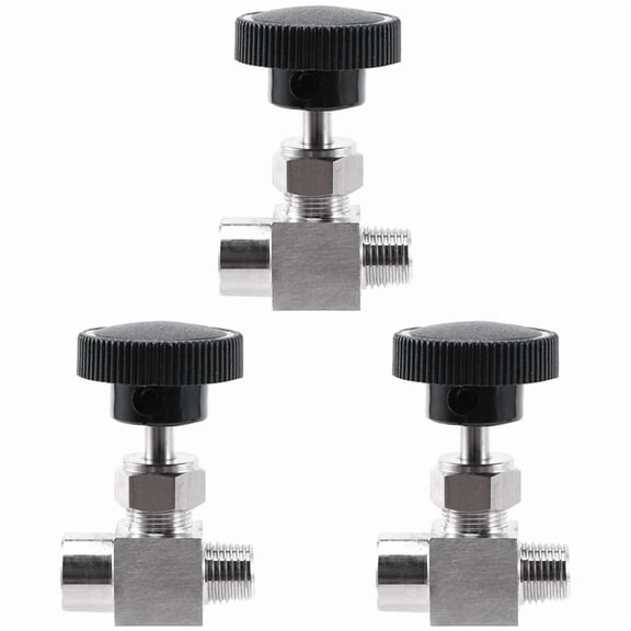 3X Needle Valve Adjustable 1/4 Inch Male to Female Thread Stainless Steel 304 Flow Control Shut Crane Needle Valve