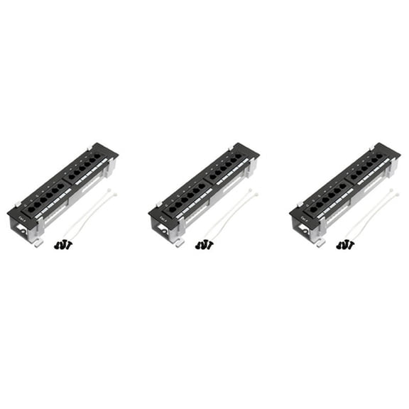3X Network Tool Kit 12 Port CAT6 Patch Panel RJ45 Networking Wall Mount Rack with Wall Mount Bracket