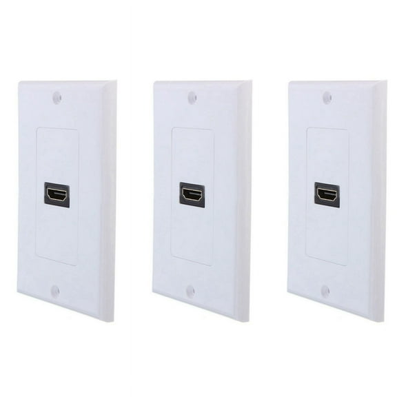3X New 1-Port Wall Face Plate Panel Cover Coupler Outlet Extender 3D 1080P White