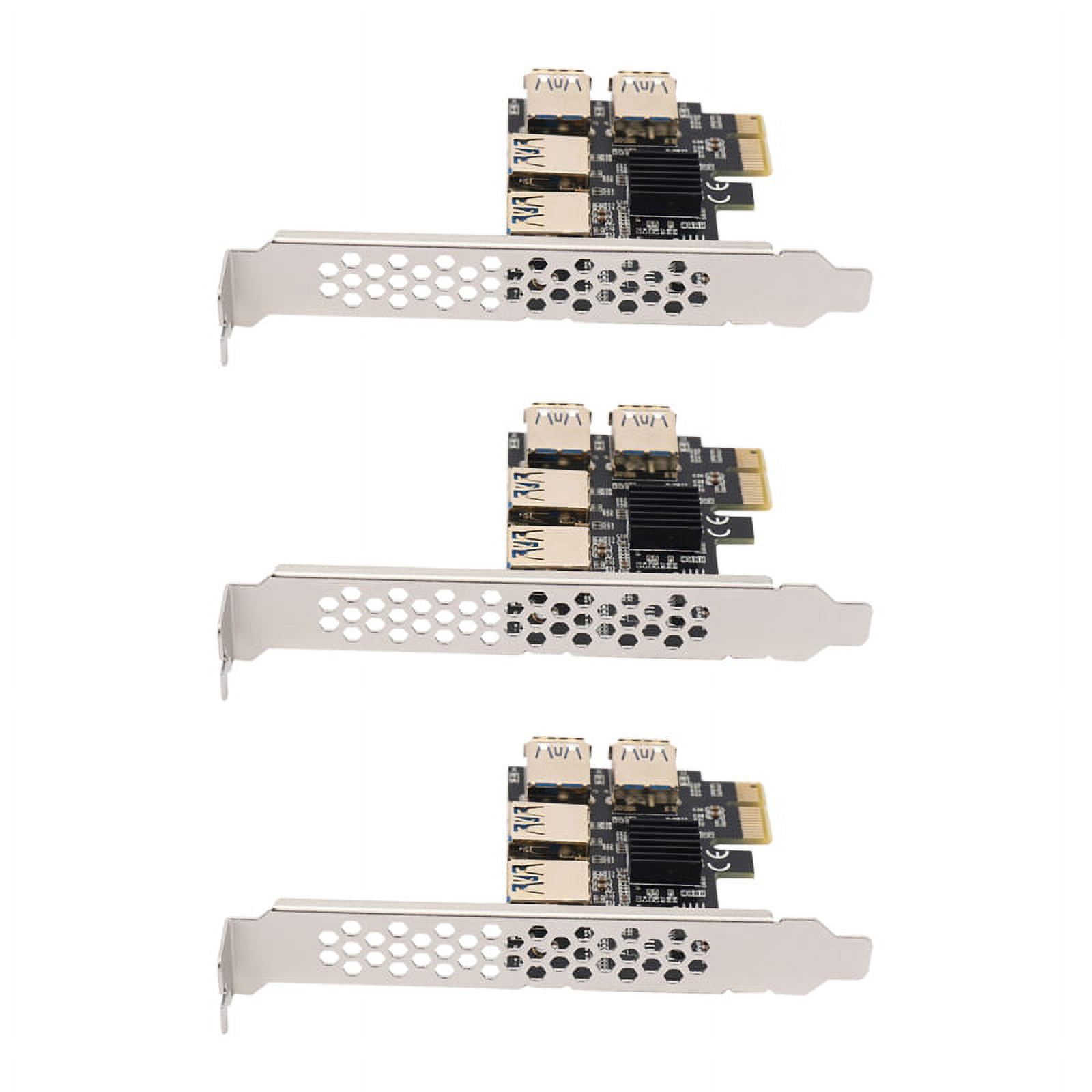 3X New 4 Ports PCIe Riser Adapter Board PCI-E 1X to 4 USB 3.0 PCI-E ...