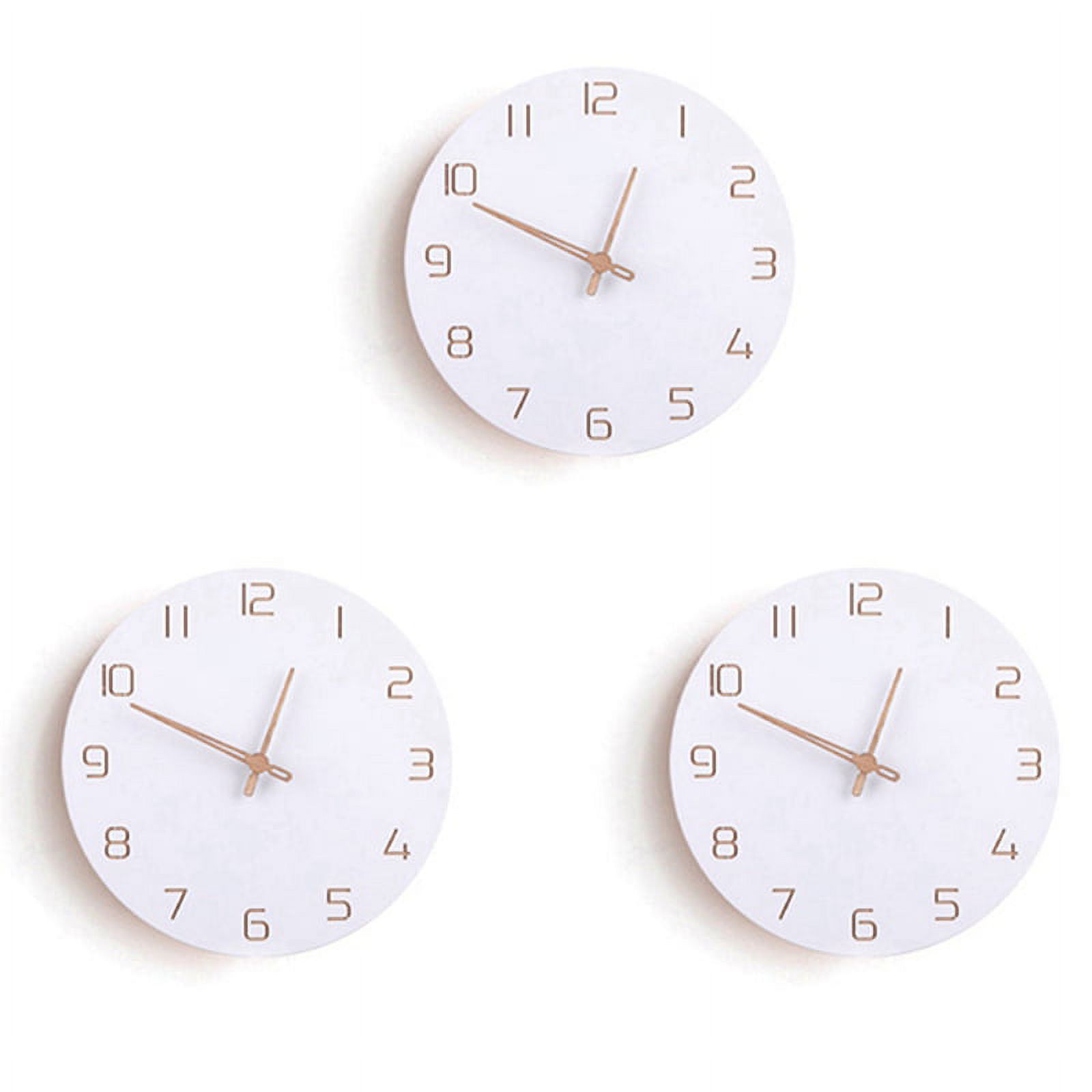 3X Nordic 3D Wooden Wall Clock Modern Design Home Decor Bedroom Silent