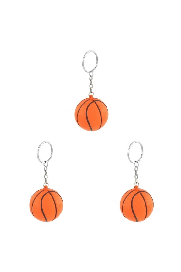 3X Orange Black Basketball Shape Sport Stress Link Chain Key Ring