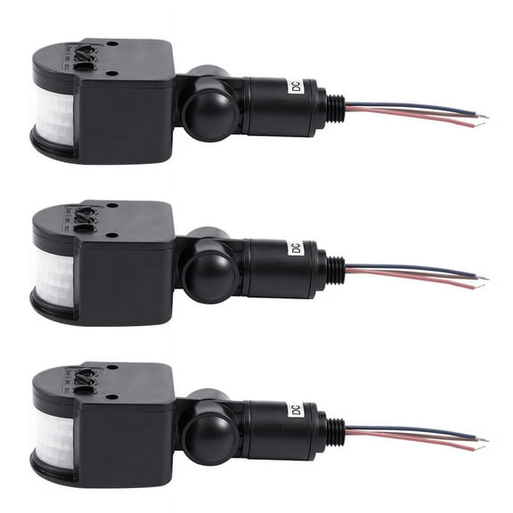 3X Outdoor 12V DC Automatic Infrared PIR Motion Sensor Switch for LED Light, Black