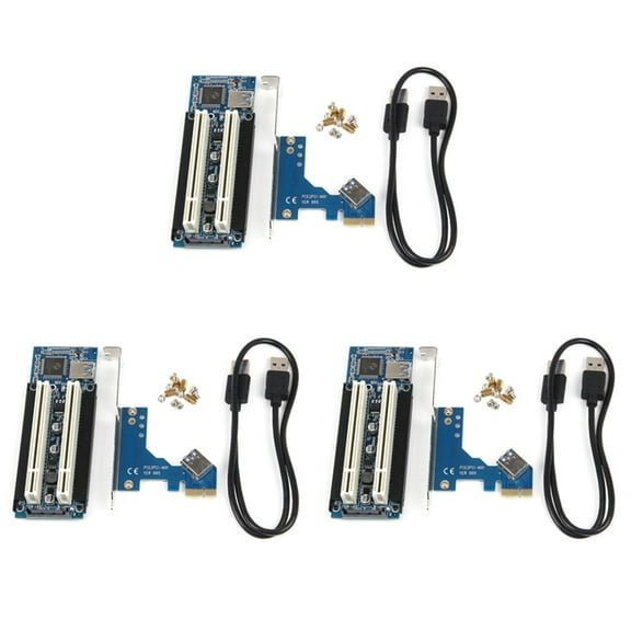 3X PCI-E to PCI Adapter Card PCIE to 2 PCI Slot Support Capture Card Golden Tax Card Sound Card Parallel Port Card,Blue