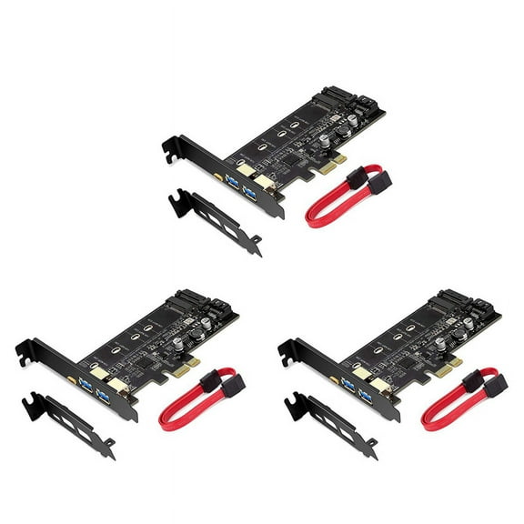 NEW 3X PCI-E to USB 3.0 PCI Express Card Incl.1 C and 2 A Ports, M.2 NVME PCIe Adapter with Bracket