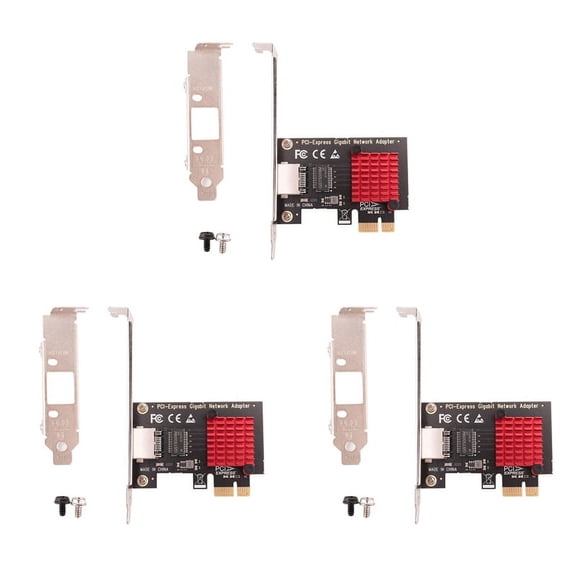 3X PCIE Card Gigabit Network Card 10/100/1000Mbps RJ45 Wired Network Card PCI-E Network Adapter LAN Card,3 x network card,Red&Black
