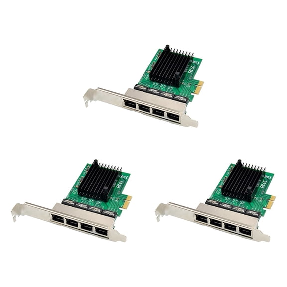 3X PCIE Network Card PCI-E X1 4 Port Gigabit Ethernet Server Network Card Adapter for Love Fast Sea Spider ROS,3 x PCI-E network card,green