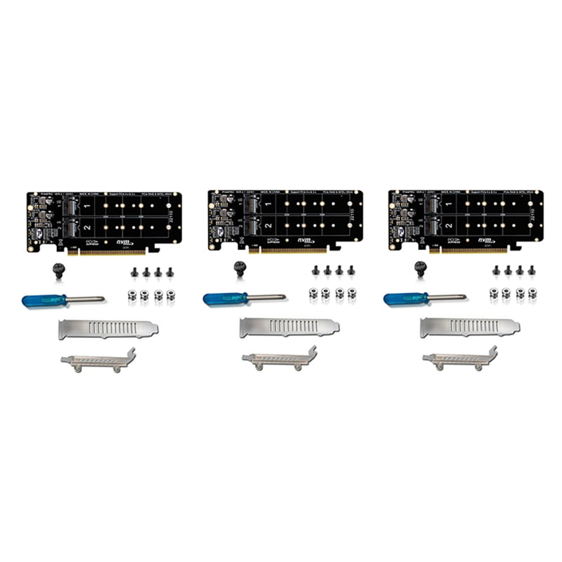 3X PCIE X16 to M.2 M-Key NVMEx4 SSD 2U Server Riser Card Double-Sided 4 ...