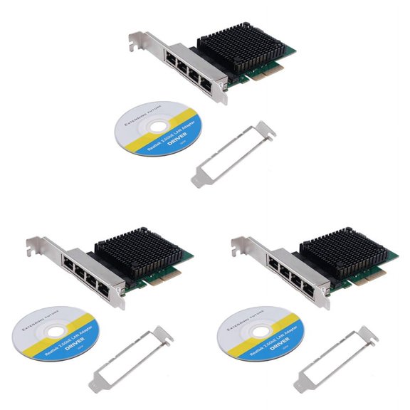 3X PCIE X4 2.5G Gigabit Network Card RTL8125B 4 Port Ethernet Network Card Desktop Server Network Card
