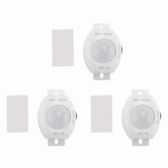 3X PIR Infrared Motion Sensor Detector DC5-24V Auto on Timer Switch Home LED Light(White)