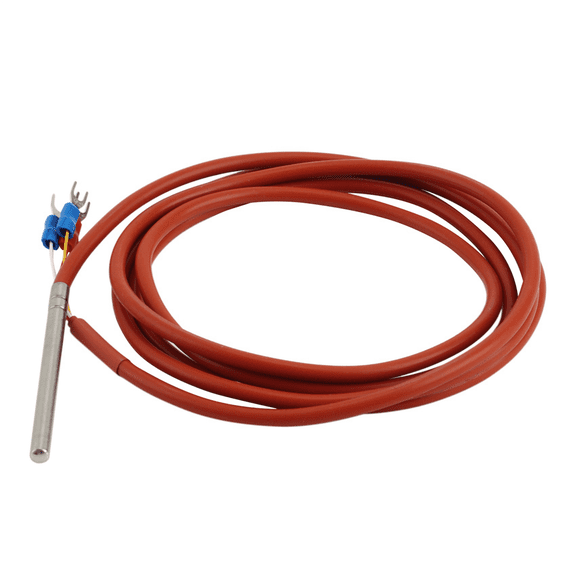 3X PT100 RTD Temperature Sensor 6mmx80mm Class B 2M Silicone Gel Coated Wire Resistance Pt 100 Stainless Steel