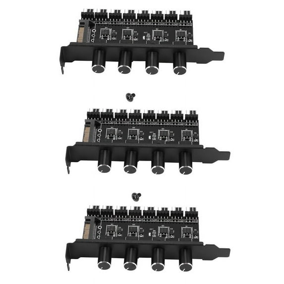 3X Pc 8 Channels Fan Hub 4 Knob Cooling Fan Speed for Cpu Case Hdd VGA Pwm Fan Pci Bracket Power By 12V Fan Control