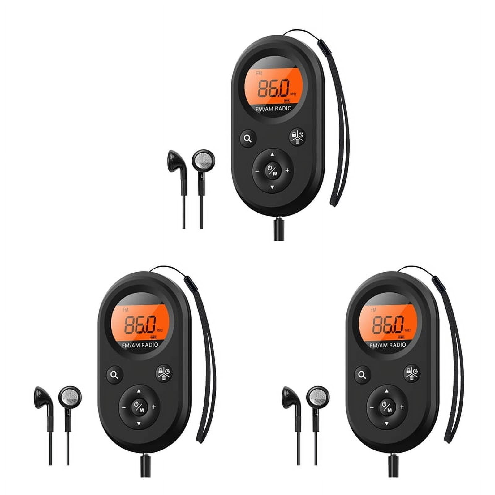 3X Personal Pocket Radio AM/FM Rechargeable Radio with Long Battery ...