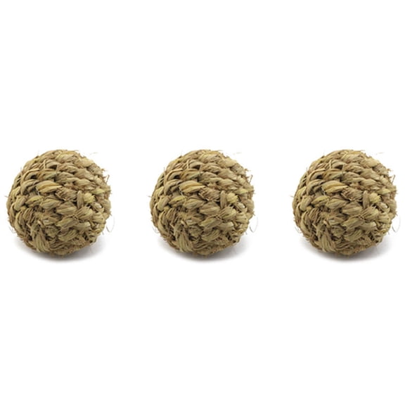 3X Pet Chew Toy Natural Grass Ball with Bell for Hamster Guinea Pig Tooth Cleaning